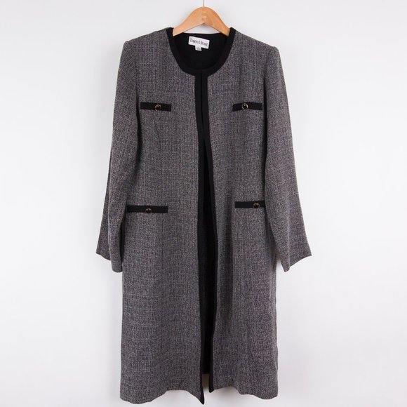 Danny & Nicole Jackets & Blazers - VTG Danny & Nicole Gray Textured Open Trench Coat